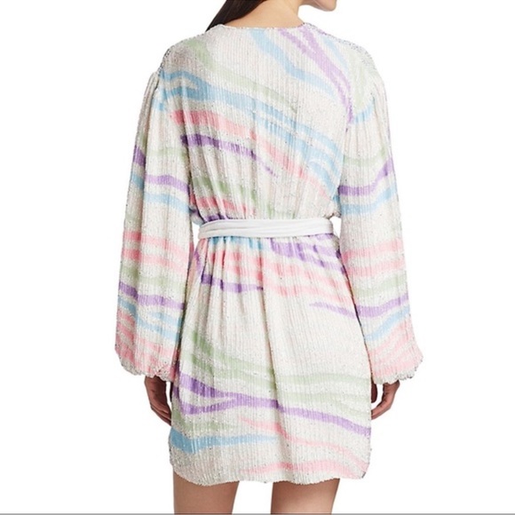 Retrofete Gabrielle rainbow zebra wrap dress nwt s - Picture 5 of 6